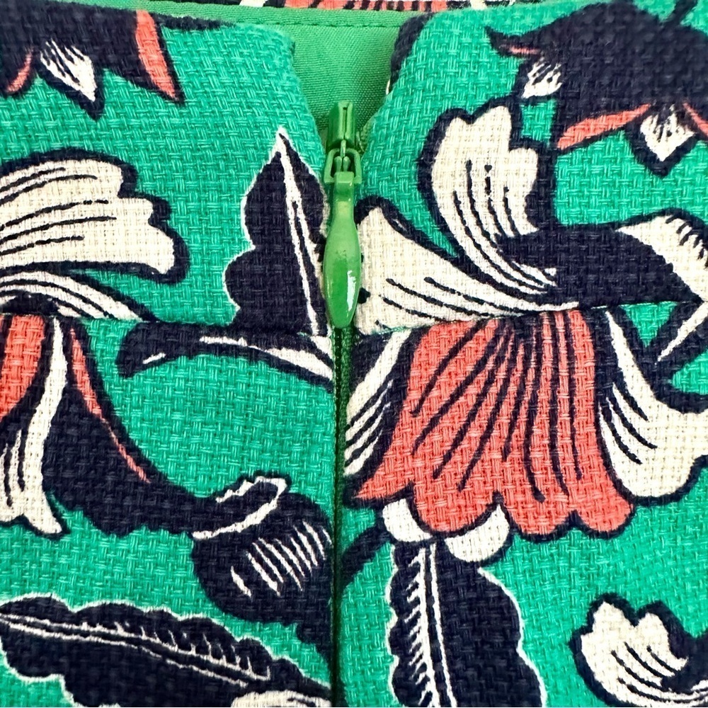 J. Crew Green Floral Basketweave Short Pencil Skirt Size 2 - Picture 5 of 10